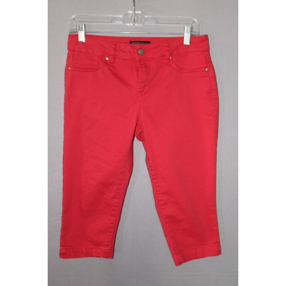Womens British Khaki Capri Red Size 6 Casual Wear Summer Spring